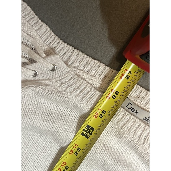 Dex Women's White Lace-Up Shoulder Long Sleeve Knit Sweater Size Medium - Picture 7 of 8